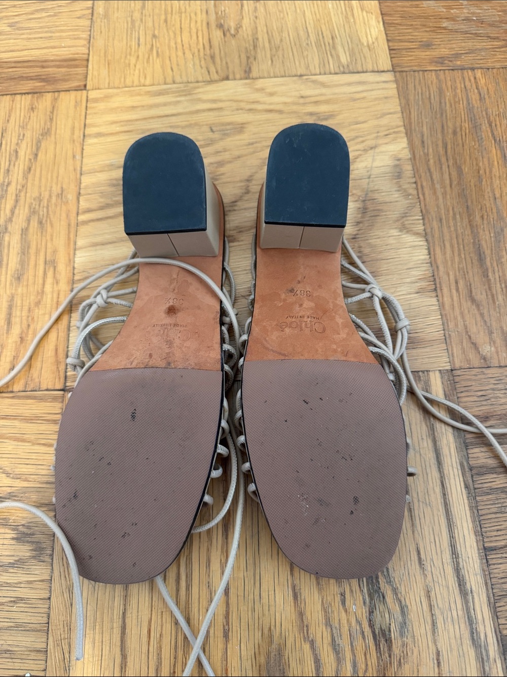 Chloé 'Jamie' Knot Wrap Sandal in Cream size 38.5 - Picture 12 of 16
